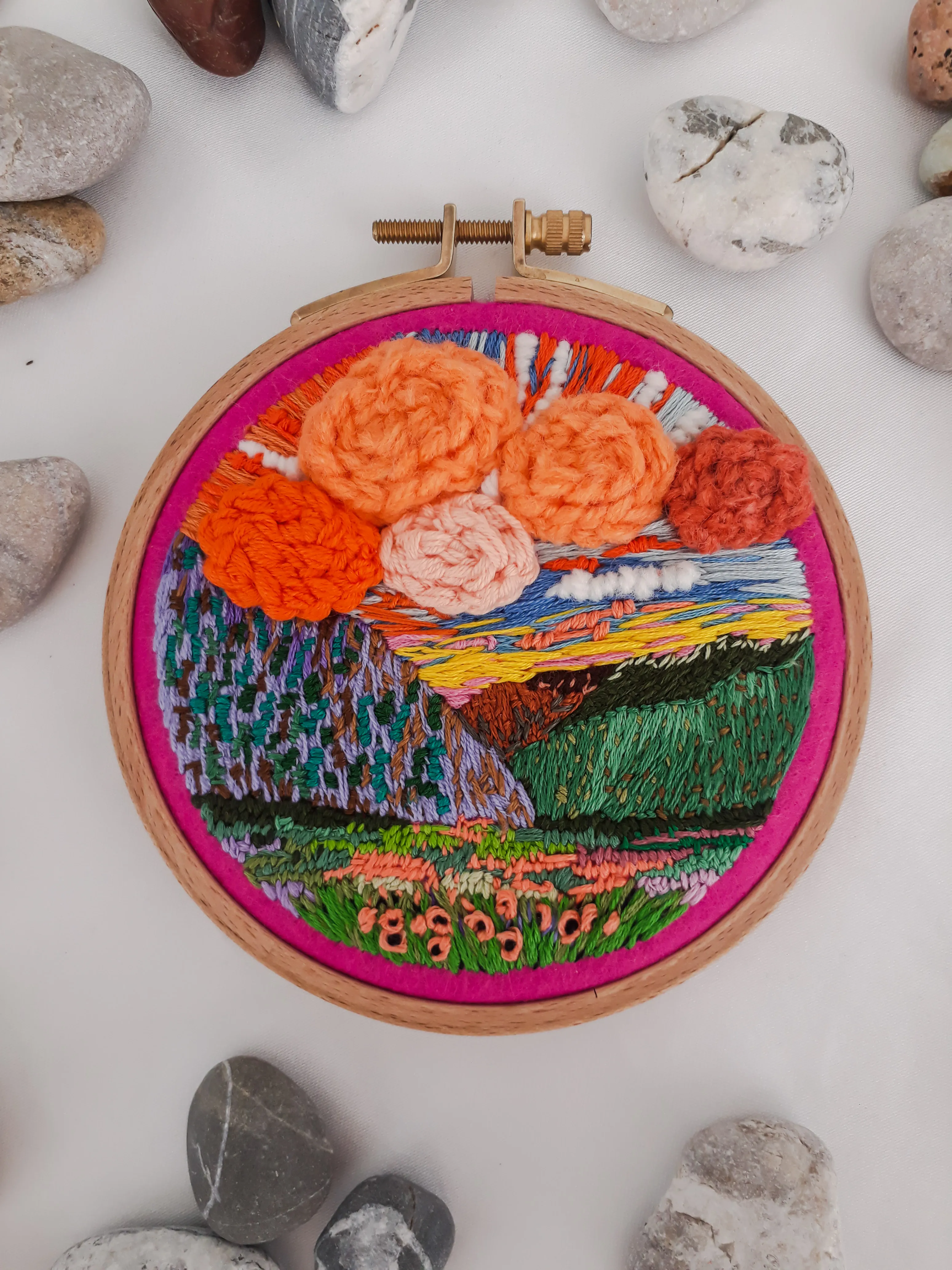 I Made This Colorful Landscape With Embroidery Method!!