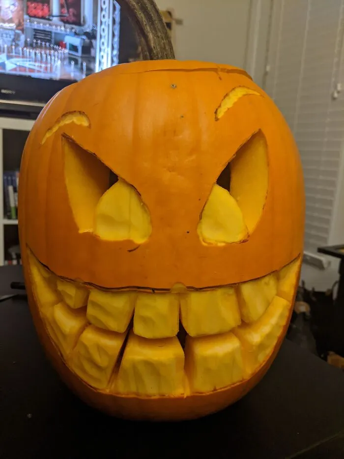 My Toothy Pumpkin For This Year. First Time Trying Some Sculpting