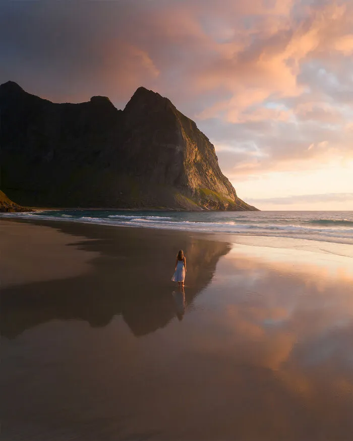 Kvalvika Beach In Lofoten, Norway