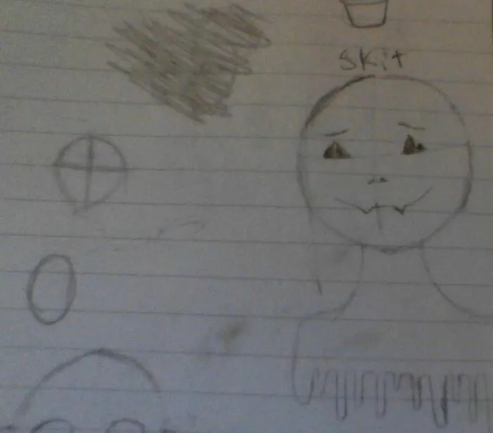 Sorry For The Bad Image Quality And Other Sketches But Here Is Skit. I Was Just Trying To Draw Something And Came Up With Him, Definitely My Best Ones Yet