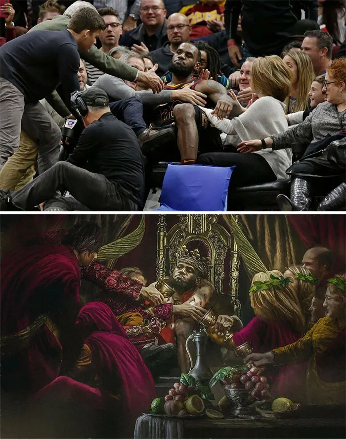 King James Falling Into The Seats Looked Like Some Sort Of Renaissance Composition
