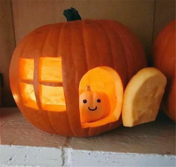 I Had The Honor Of Carving This Baby Pumpkin A House