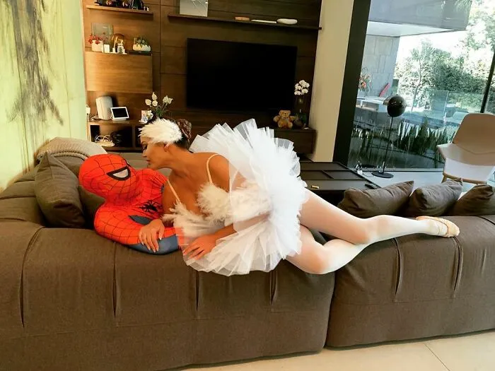 Chrissy Teigen And John Legend As Spiderman And The  White Swan