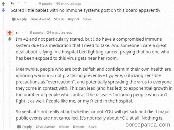 One Of The Best Responses To A "Corona Wont Kill Me So Why Should I Care??" Comment Ive Seen Yet.
