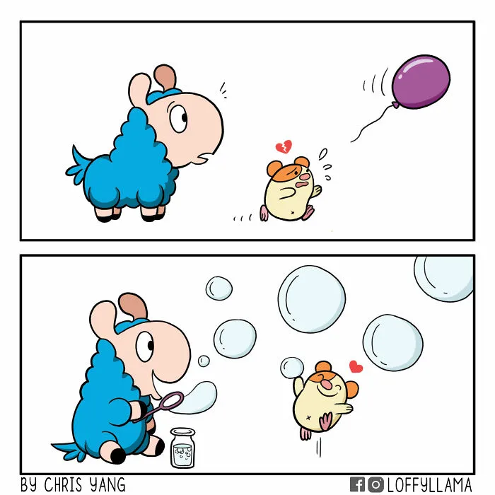 My 30 Wholesome And Positive Comics About A Blue Llama
