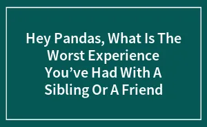 Hey Pandas, What Is The Worst Experience You’ve Had With A Sibling Or A Friend