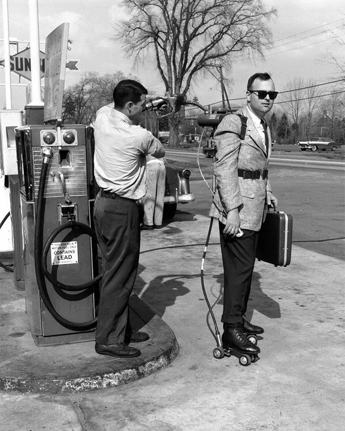 Motorized Roller-Skate Salesman In California, 1961