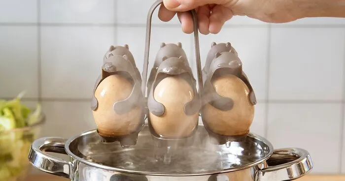 $18 Kitchen Invention 'Eggbears' Makes Boiling And Holding Brown Eggs Easy And Fun
