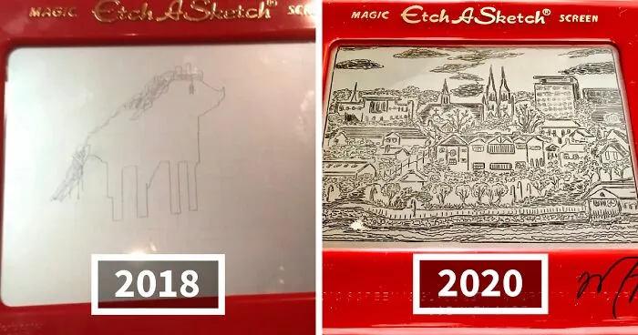I Can Draw On The Etch-A-Sketch Better Than I Can On Paper (19 Pics)
