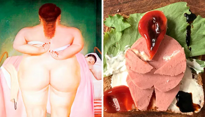 Fernando Botero - 'Woman Stapling Her Bra' (1980)