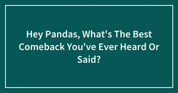 Hey Pandas, What's The Best Comeback You've Ever Heard Or Said? (Closed)