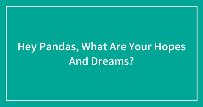 Hey Pandas, What Are Your Hopes And Dreams? (Ended)