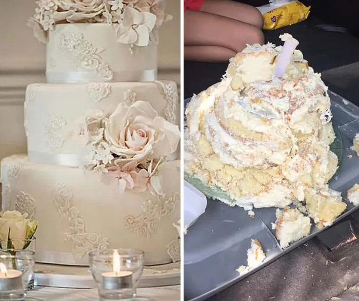 La tarta no llegó bien al recinto