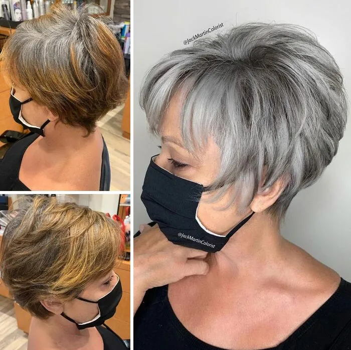Instead Of Covering Grey Roots, This Hair Colorist Makes Clients Embrace It