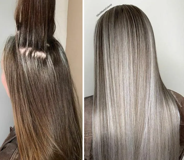 En vez de cubrir las raíces de las canas, este peluquero hace que sus clientas las adoren con sus increíbles transformaciones (30 fotos nuevas)