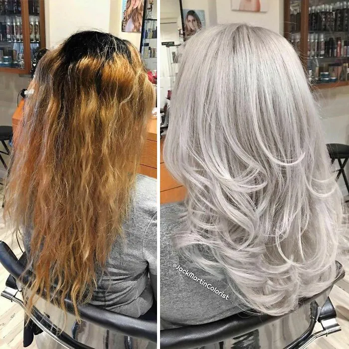 En vez de cubrir las raíces de las canas, este peluquero hace que sus clientas las adoren con sus increíbles transformaciones (30 fotos nuevas)