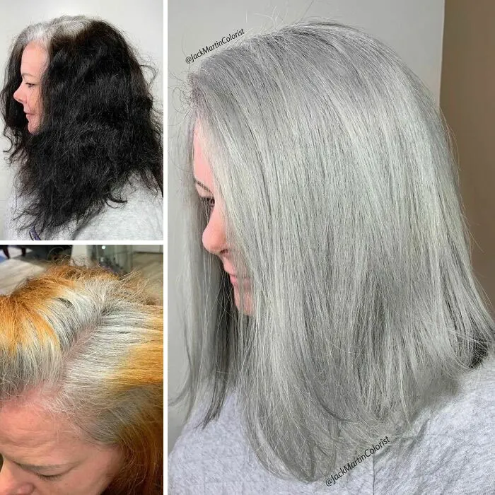 Instead Of Covering Grey Roots, This Hair Colorist Makes Clients Embrace It