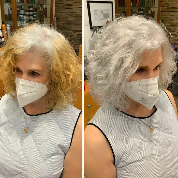 En vez de cubrir las raíces de las canas, este peluquero hace que sus clientas las adoren con sus increíbles transformaciones (30 fotos nuevas)