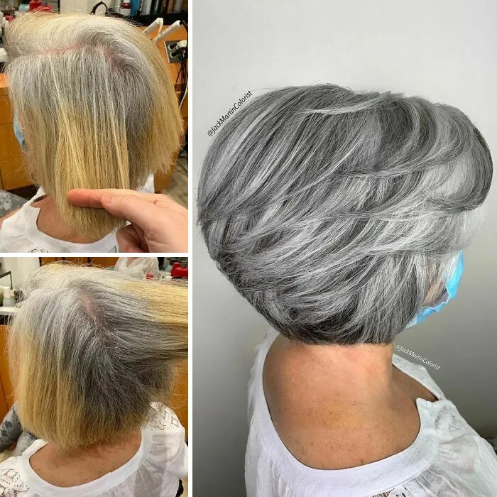 Instead Of Covering Grey Roots, This Hair Colorist Makes Clients Embrace It