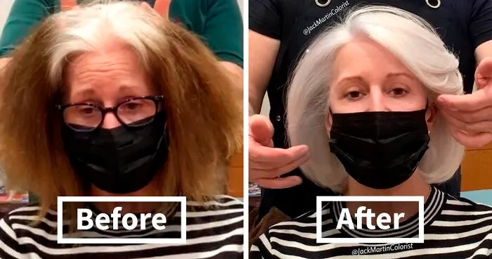 Instead Of Covering Grey Roots, This Hair Colorist Makes Clients Embrace It