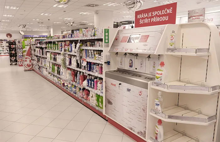 Some Drugstores In The Czech Republic Introduced Shampoo And Shower Gel Filling Machines. Customers Can Refill Their Empty Bottles With Various Products So They Don't Have To Buy A New One Everytime