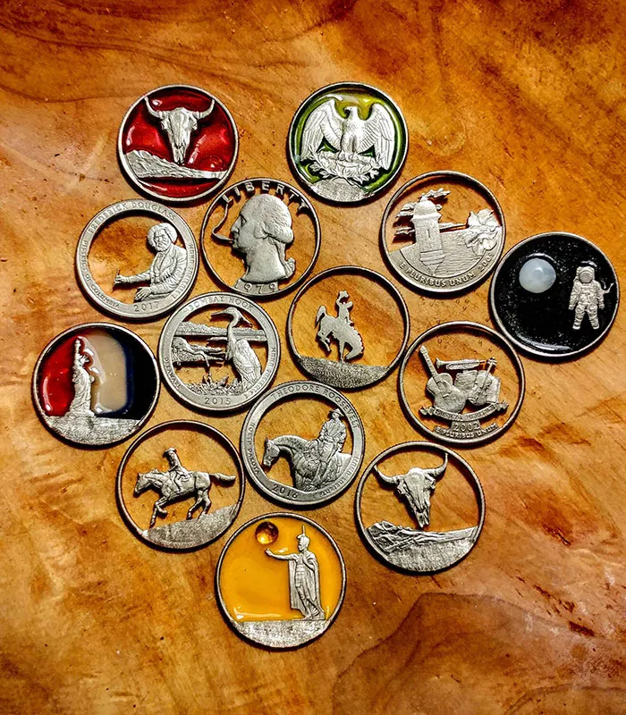 A Year Ago, I Started Staying In And Peircing State Quarters, Instead Of Going Out And Getting In Trouble. Here Is My Collection So Far