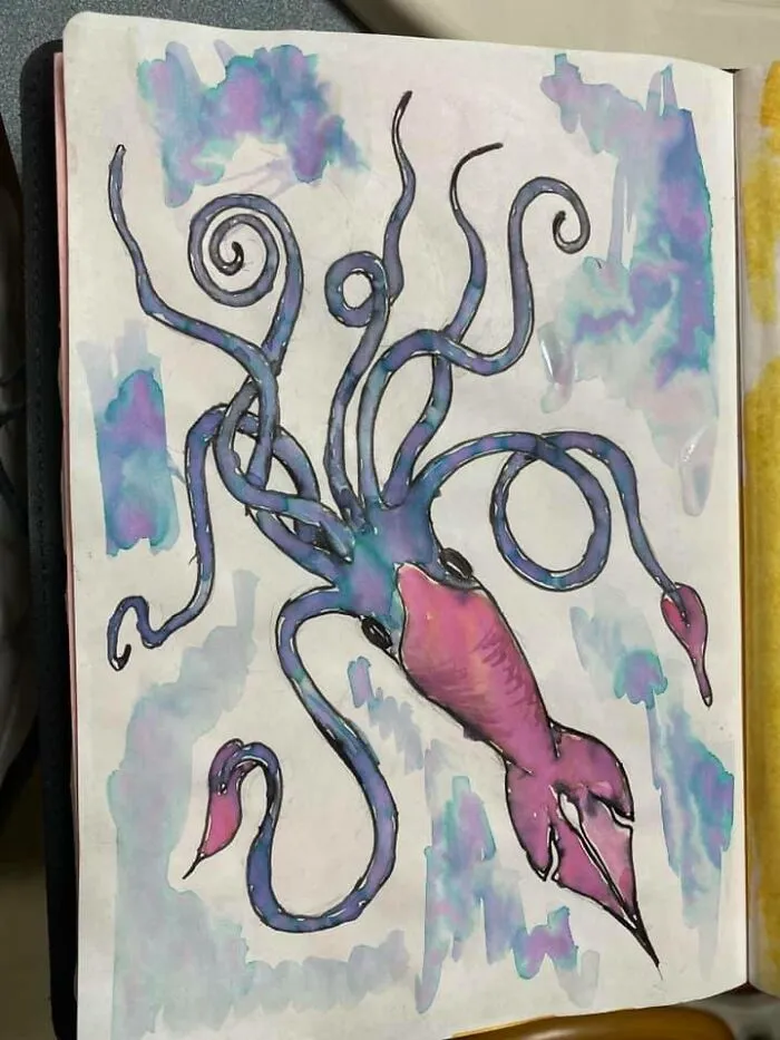I Don't Draw At All, But I Love Fountain Pens, Found Out People Use Pen Ink To Paint And Covid Is Driving Me Batpoop Crazy So Trying Something New