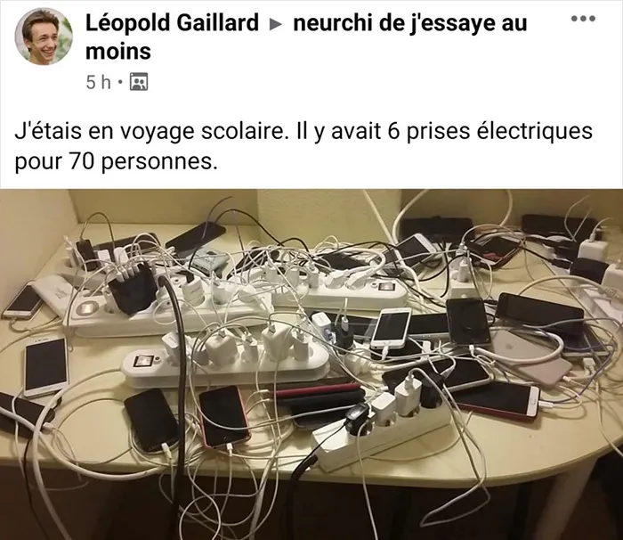 Spaghetti Baguette. "I Was On A School Trip. 6 Electric Sockets For 70 People"
