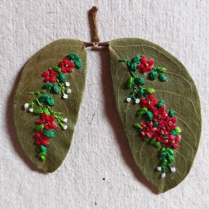This Brazilian Artist Creates Unique Designs Of Embroidery On Fallen Leaves (109 Pics)