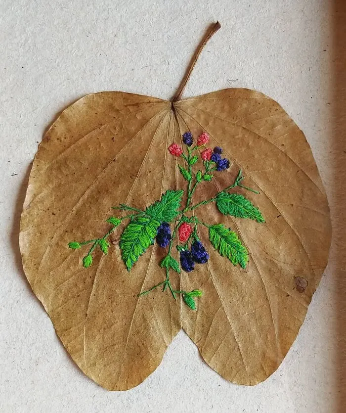 This Brazilian Artist Creates Unique Designs Of Embroidery On Fallen Leaves (109 Pics)