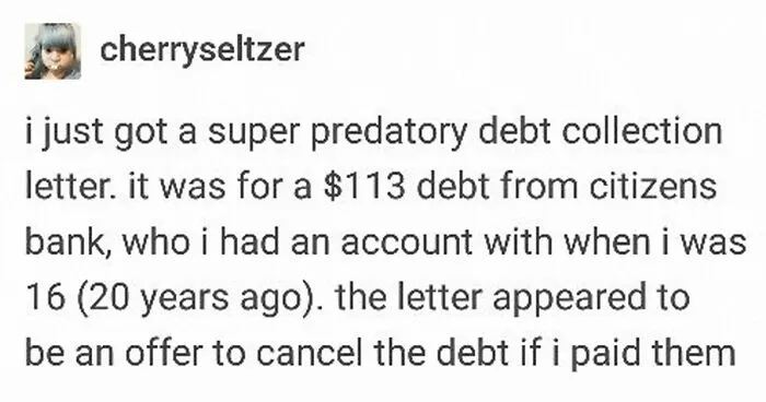 Bank Sends This Person An Ambiguous “Super Predatory” Letter About An Unpaid Debt From 2 Decades Ago, Luckily They Read It Carefully