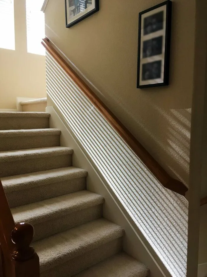 My Window Blinds Cast Lines At The Same Degree As My Handrail