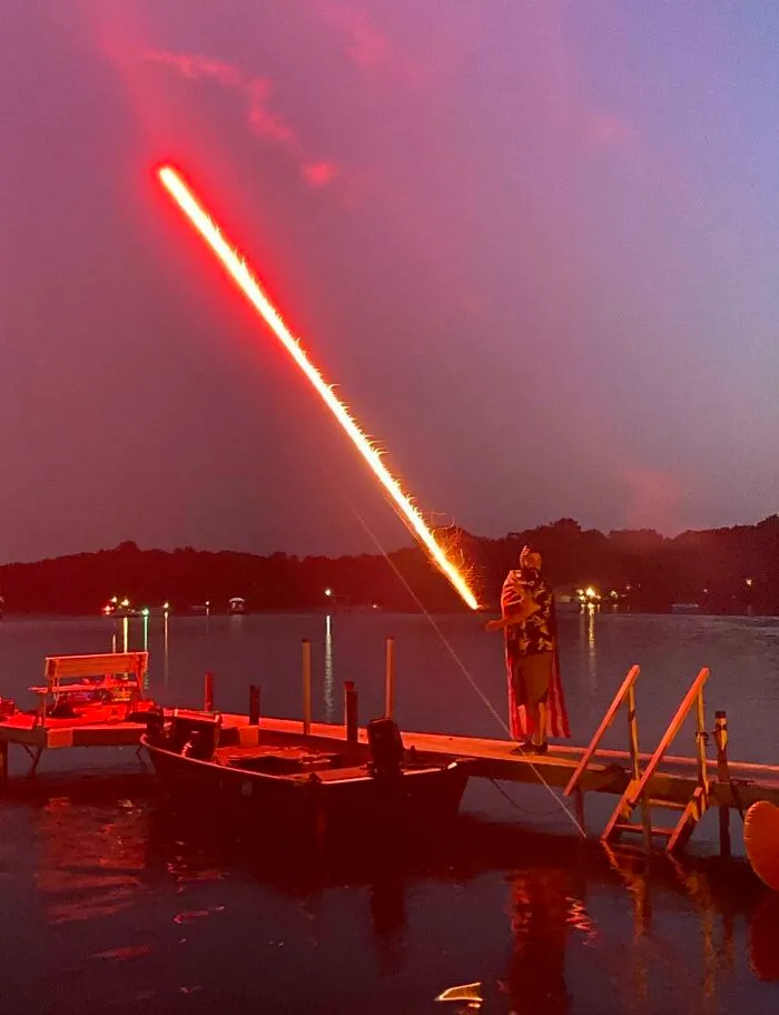 Just A Perfectly Timed Photo Of A Roman Candle Going Off