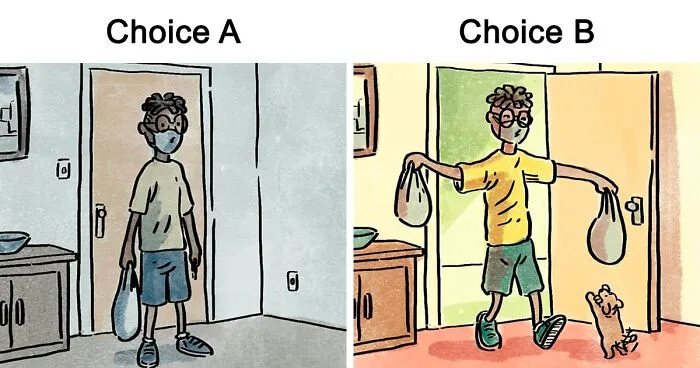 Artist's Comic "The Choice" Shows Two Different Outcomes That Come From Choosing To Have Or Not To Have A Dog