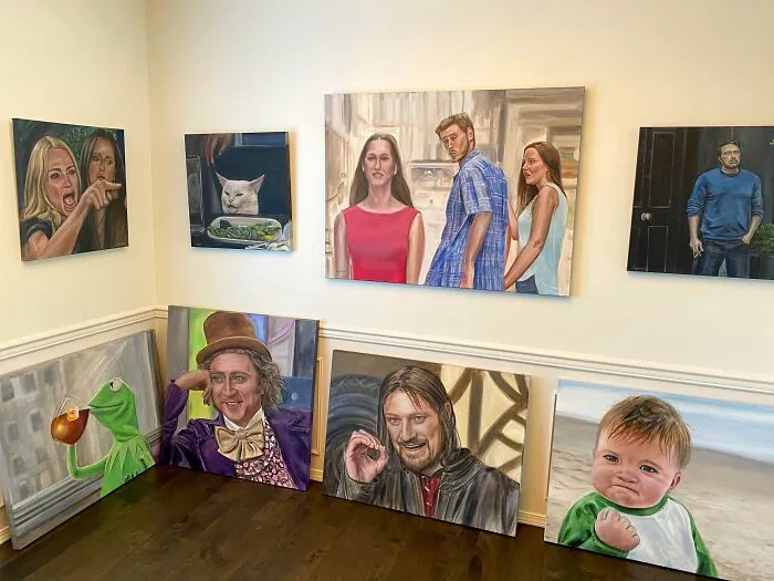 A Collection of Memes on Paintings