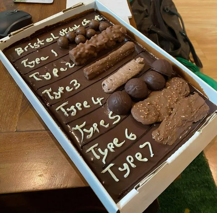 Mi amigo me ha hecho una tarta en forma de la escala Bristol de heces