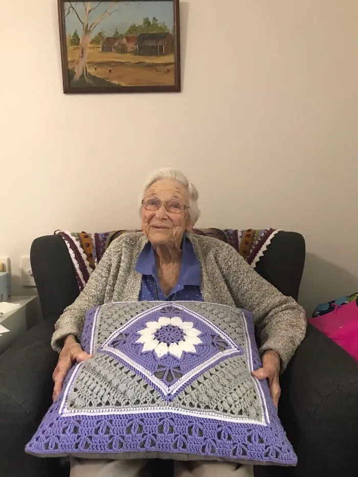 My Grandma’s Face When She Opened The Gift I Crocheted For Her..