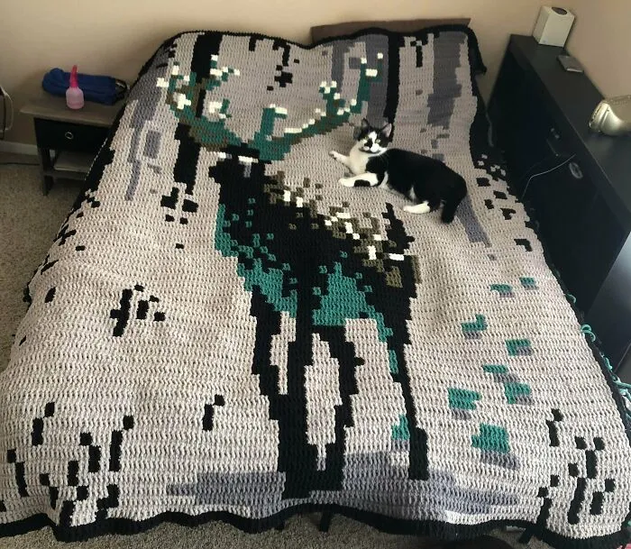 It Took Me Over 160 Hours, But I Finished Knitting My Brother's Christmas Present This Morning! Just In Time