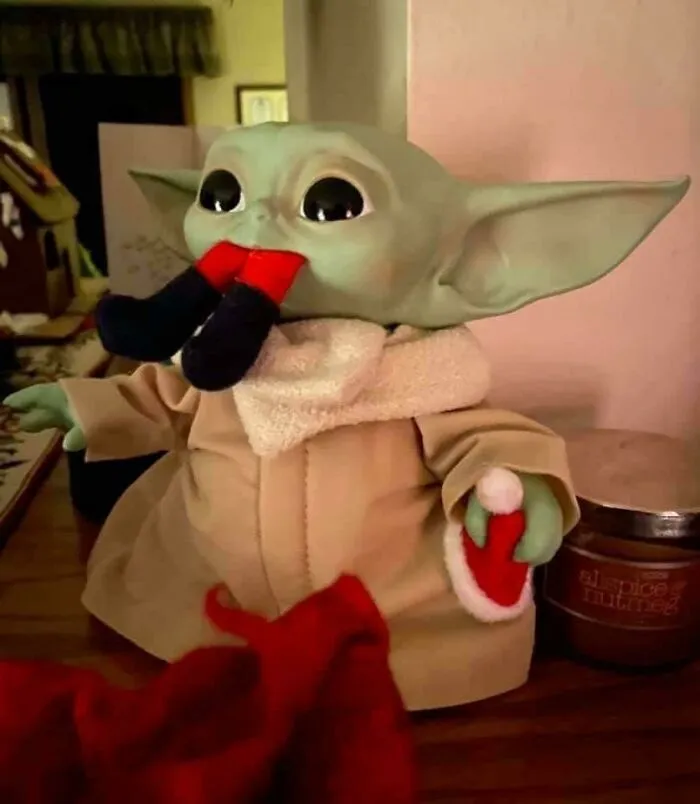 Grogu Takin' Care Of That Elf Problem For Ya