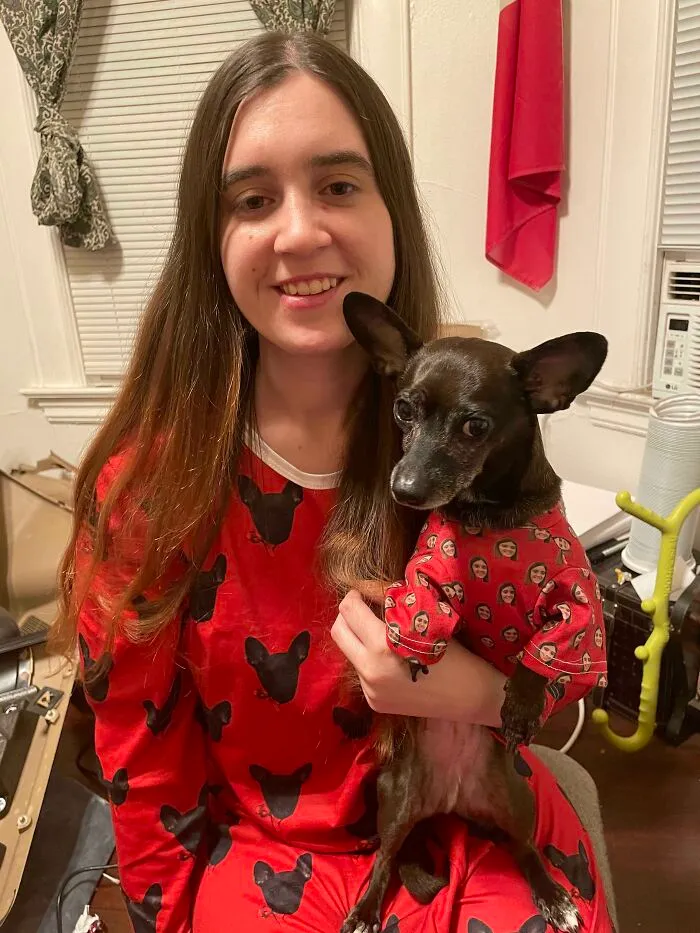 For Christmas, My Mom Got My Dog And I Matching Pajamas