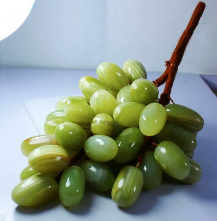 Carved Green Onyx Gemstone Grapes. I’m Salivating
