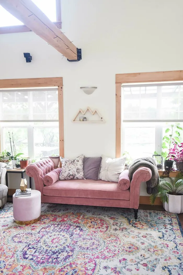 Thrifted This Pink Velvet Bench Never Used For $175 And I Am Over The Moon