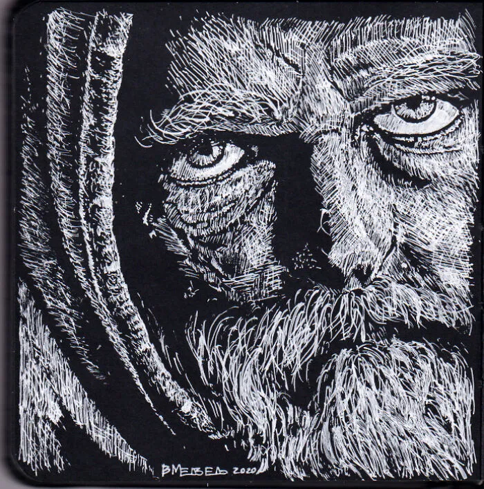 My Daughter Got Me A Black Sketchbook A Couple Of Months Ago, Here Are 47 White Pen Drawings That I Made