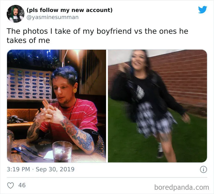 30 Girls Share “Pics I Take Of My Boyfriend Vs. Pics He Takes Of Me” Comparisons (New Pics)