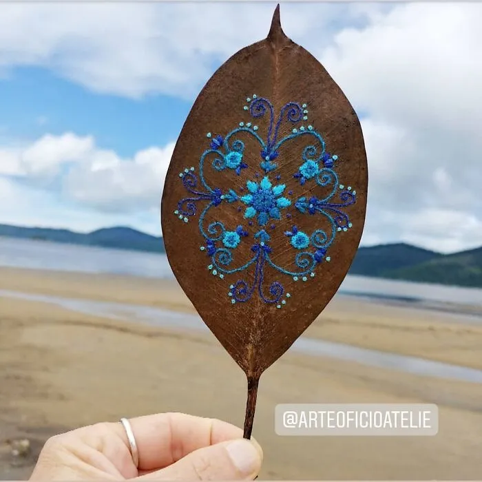 This Brazilian Artist Creates Unique Designs Of Embroidery On Fallen Leaves (109 Pics)