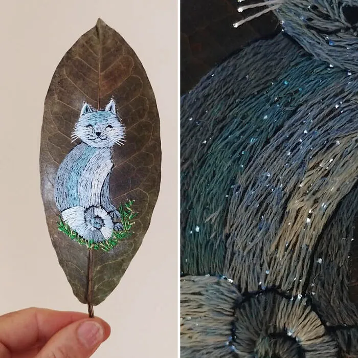 This Brazilian Artist Creates Unique Designs Of Embroidery On Fallen Leaves (109 Pics)