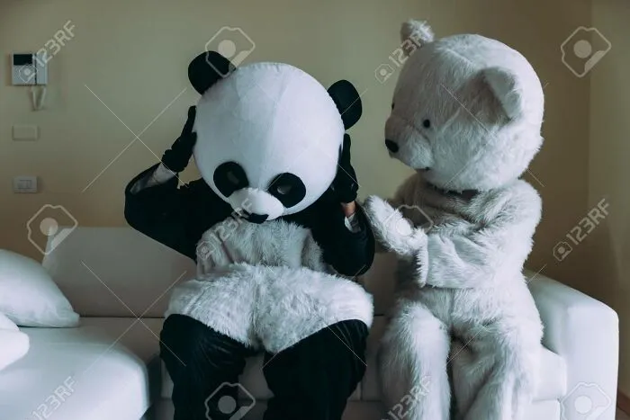 Men With Animal Costumes Spending Time Inside The House