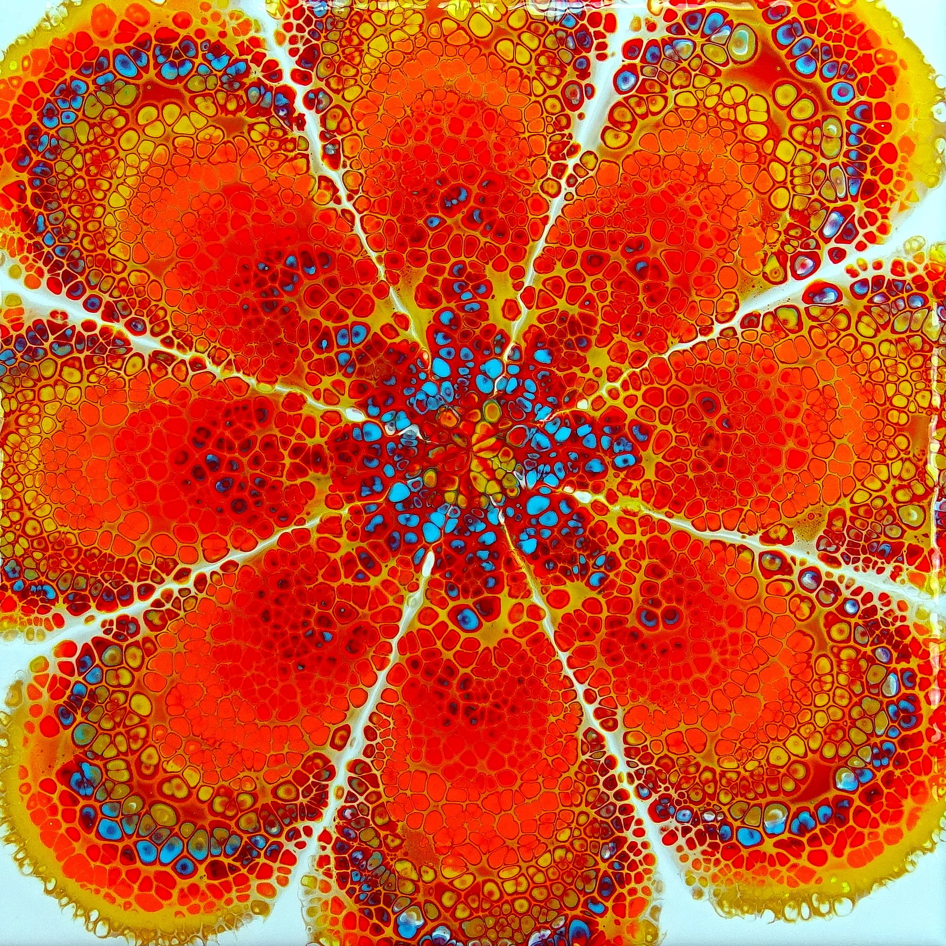 Flower Shaped Open Cup ~ Stained Glass Flower ~ Acrylic Pour Painting