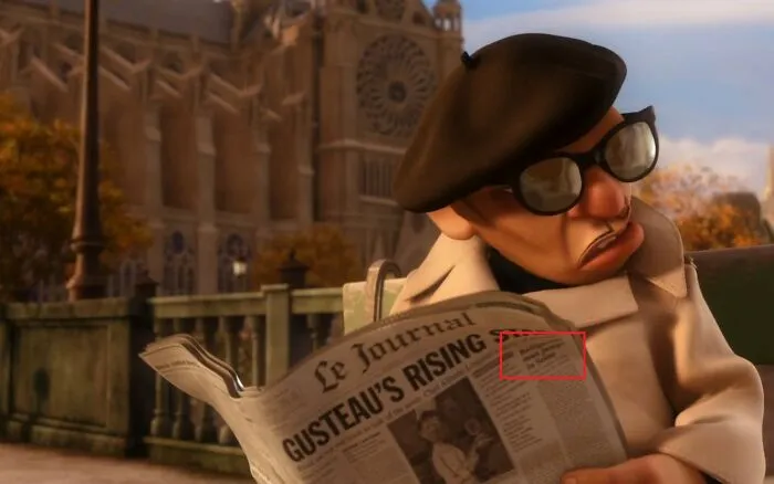Chef Skinner Is Angry At Linguini's Success. But Skinner Is Also Getting Some Media Attention; There's An Article About Him Jumping Into The Seine River
