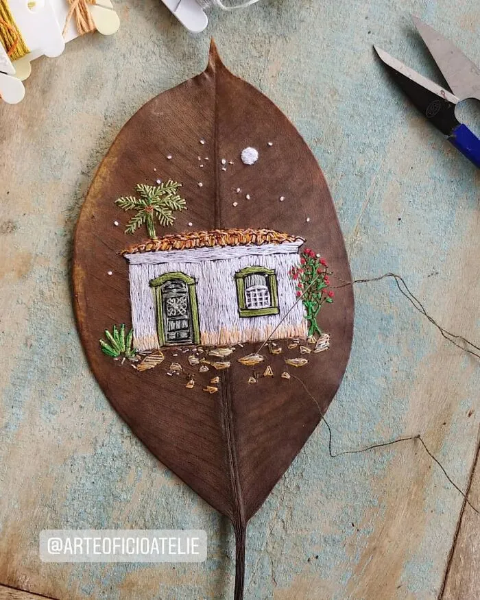 This Brazilian Artist Creates Unique Designs Of Embroidery On Fallen Leaves (109 Pics)
